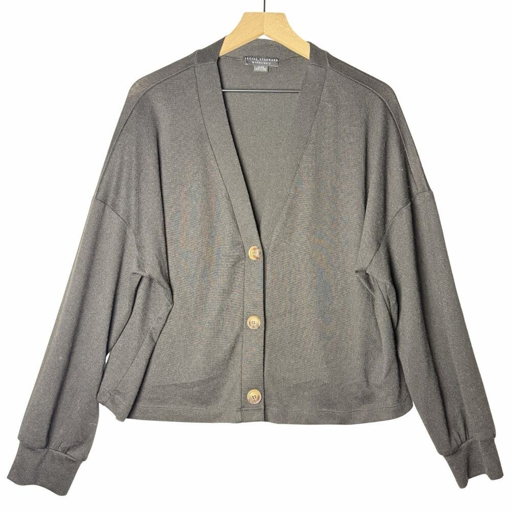 Social Standard by Sanctuary Button Daytripper Cardigan Black Women's XL